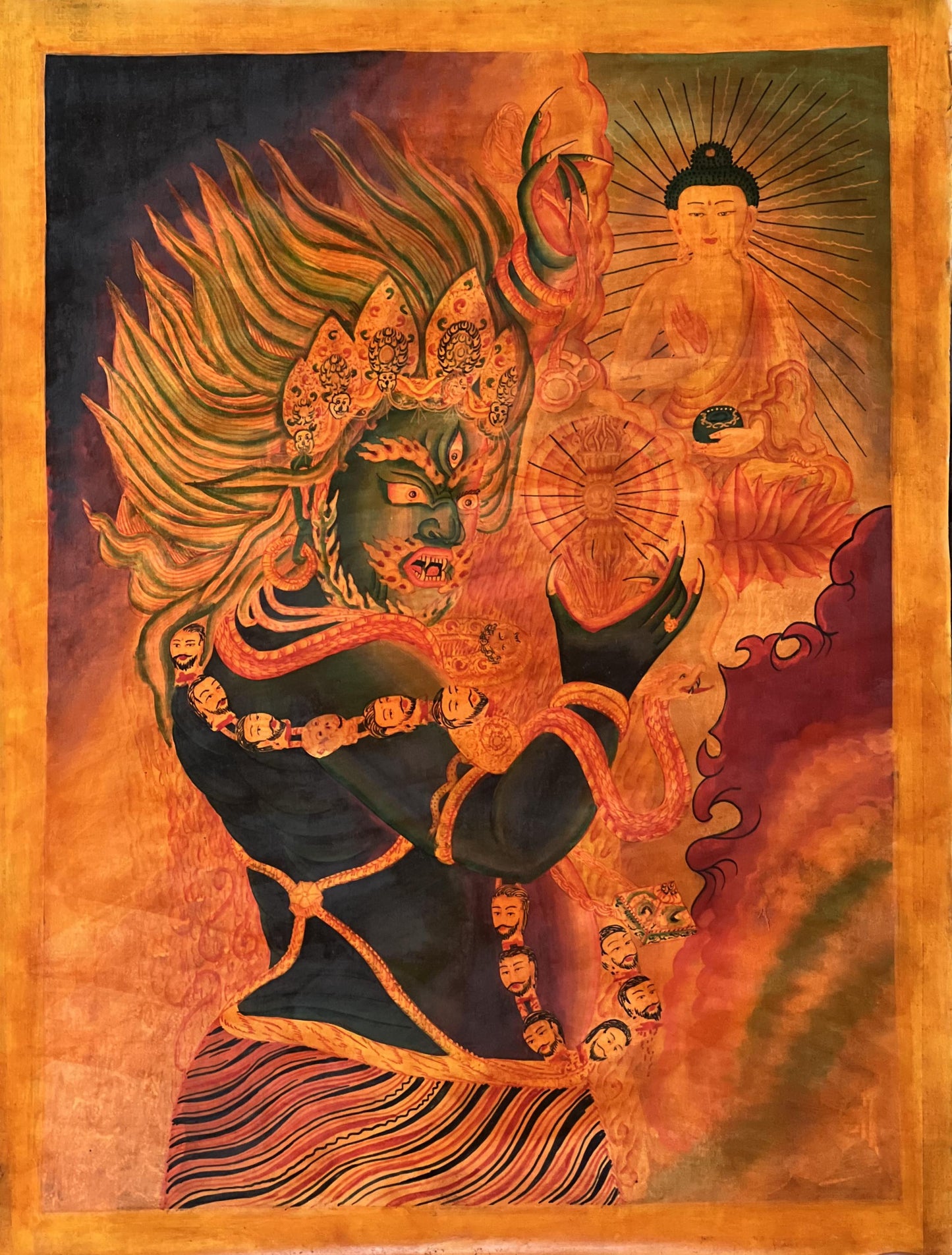 Hand-Painted Vajrapani Thangka | Newari Paubha | Oil Varnished Buddhist Art | Spiritual Wall Decor