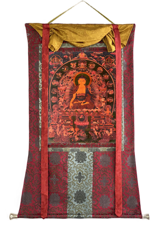 Vintage Buddha Life Thangka – Newari Paubhva, Tibetan Meditation Art