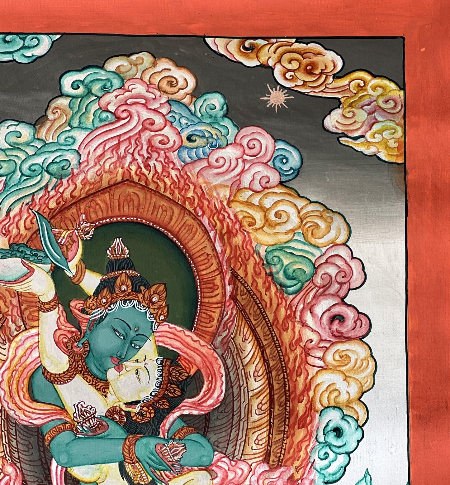 Original Hand-Painted Vajradhara & Prajnaparamita Newari Thangka | Yab-Yum Union | Tibetan Buddhist Art
