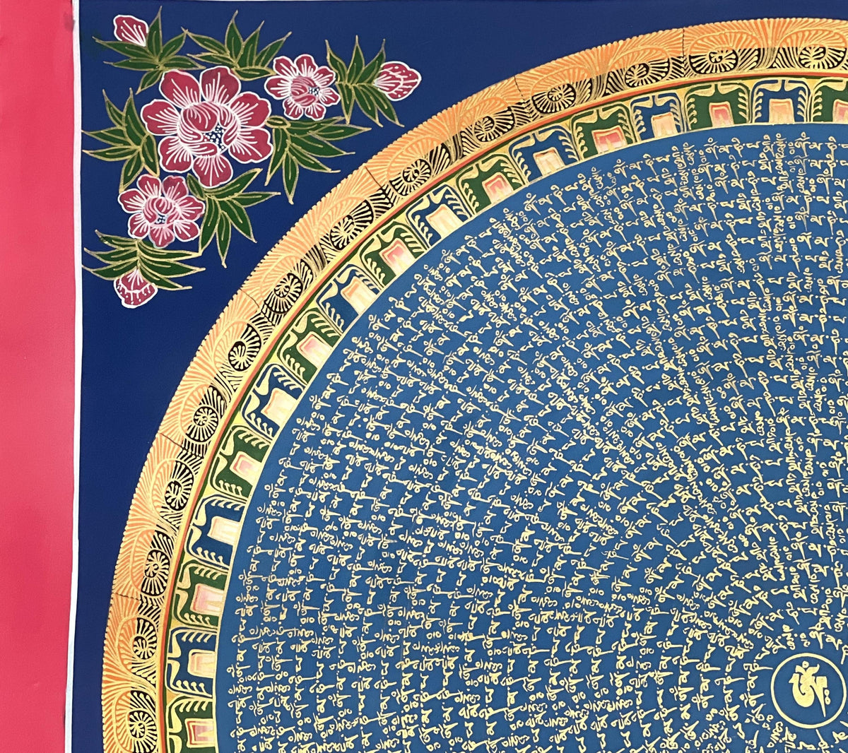 Hand-Painted Om Mani Padme Hum Mandala Thangka: Tibetan Buddhist Art