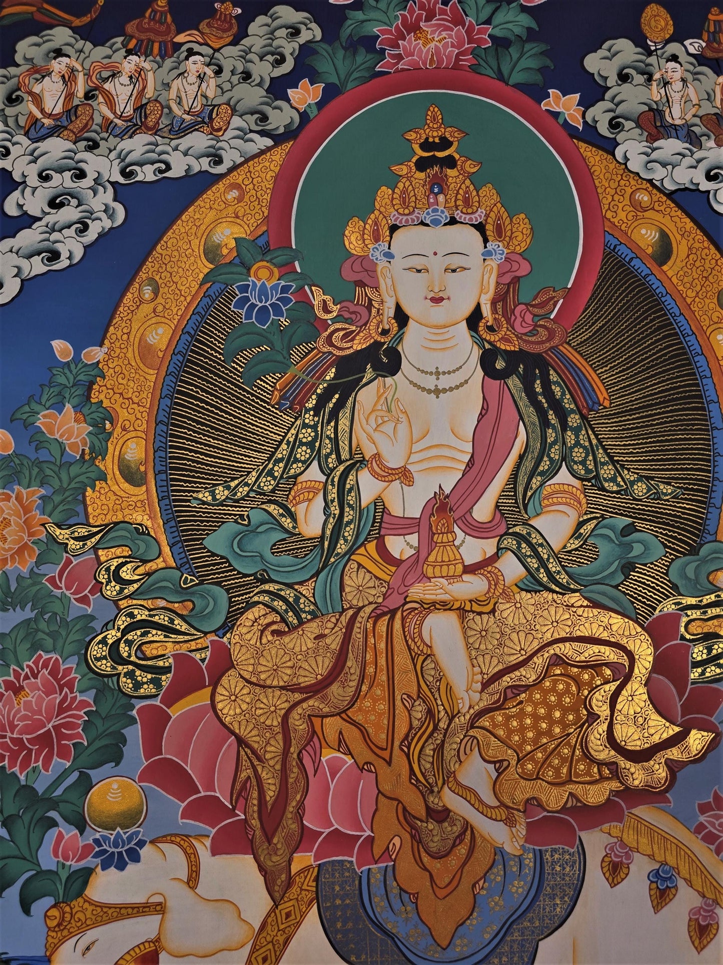 Hand-Painted Kindness Buddha Thangka – Tibetan Art from Nepal (18x27 Inch)