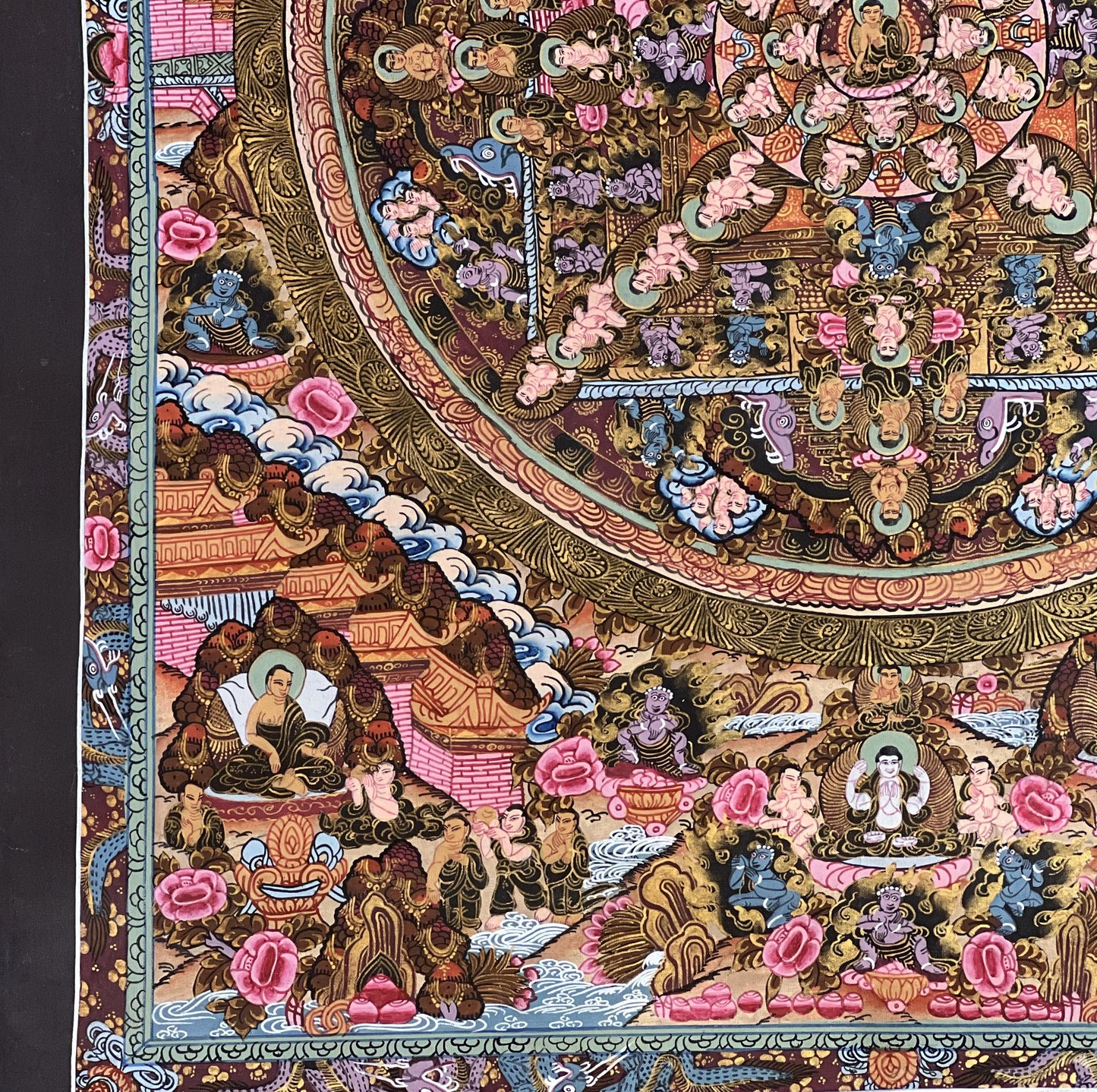 Hand-Painted Wheel of Life Mandala Thangka: Tibetan Buddha Art