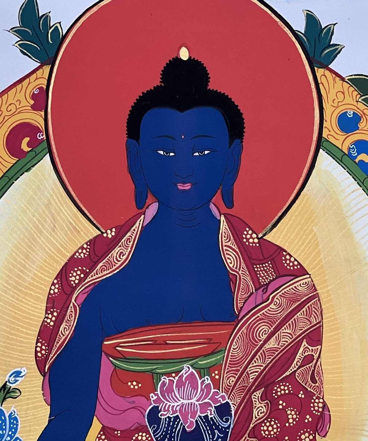 Hand-Painted Medicine Buddha Thangka  Tibetan Healing Art