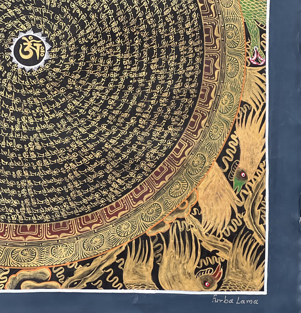Hand-Painted Dragon Mandala Thangka: Tibetan Buddhist Art
