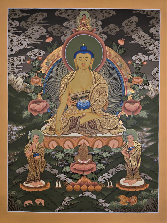 Shakyamuni Buddha Thangka Painting – Original Hand-Painted Tibetan Buddhist Art of Enlightenment From Nepal