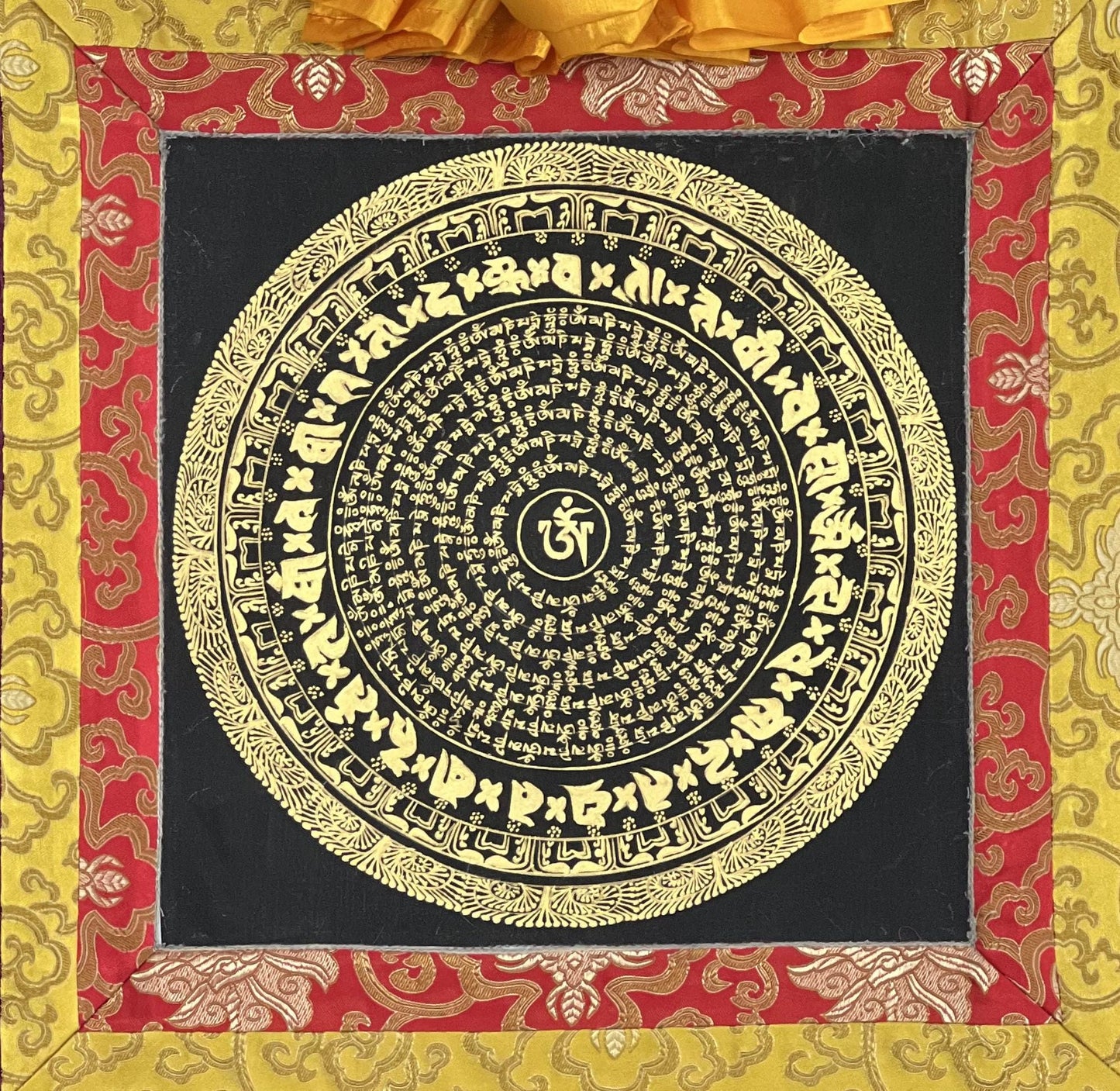 Hand-Painted Om Mani Padme Hum Mandala Thangka – Buddhist Sacred Art