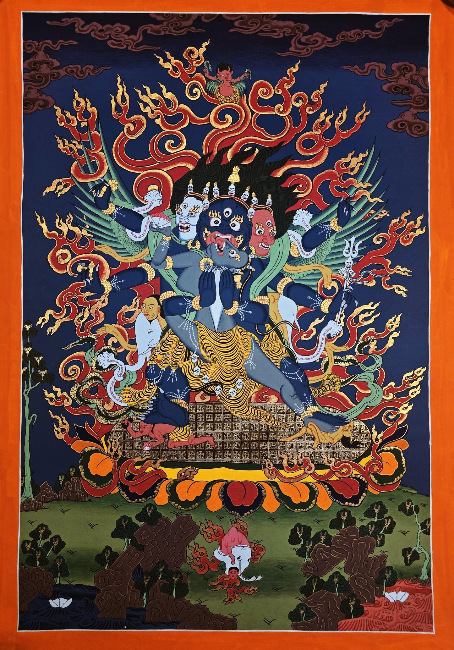 Vajrakilaya Thangka Painting | Tibetan Dorje Phurba | Hand-painted Masterpiece | Wrathful Deity Art