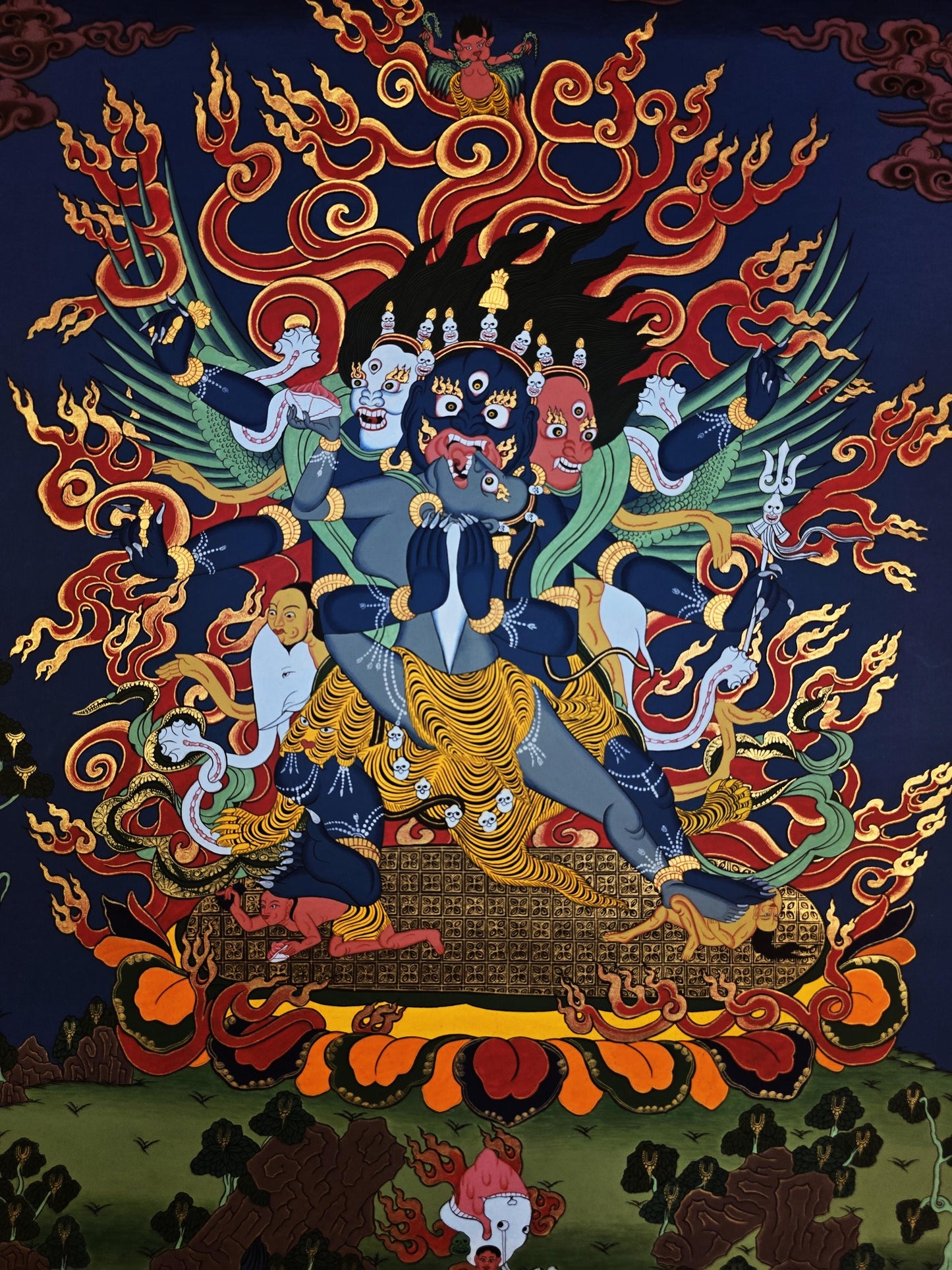 Vajrakilaya Thangka Painting | Tibetan Dorje Phurba | Hand-painted Masterpiece | Wrathful Deity Art