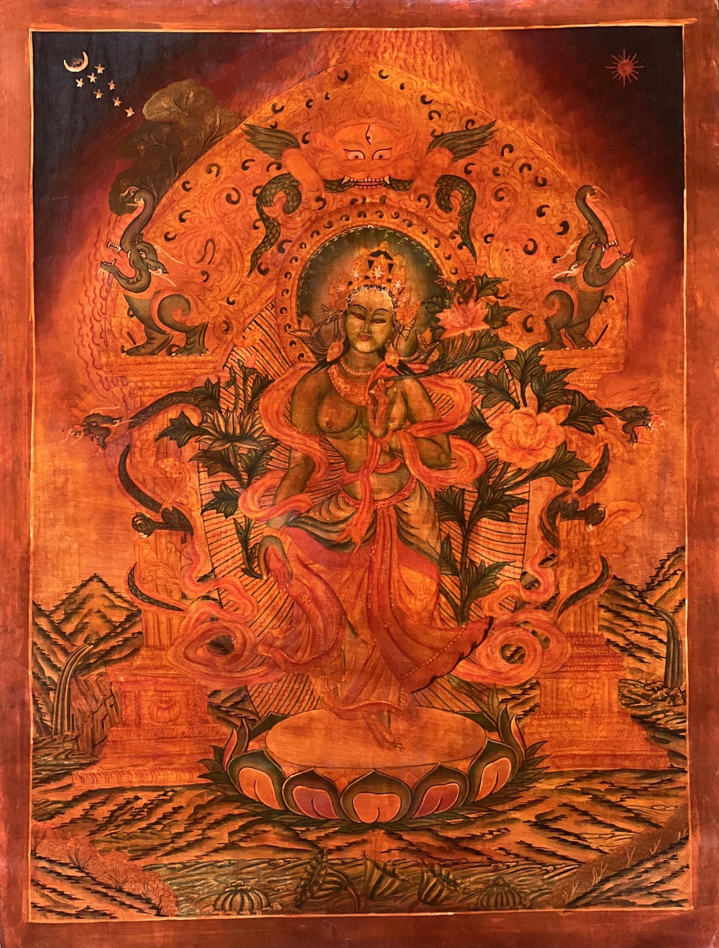 Green Tara Thangka Painting | Newari Paubha Art, Nepal