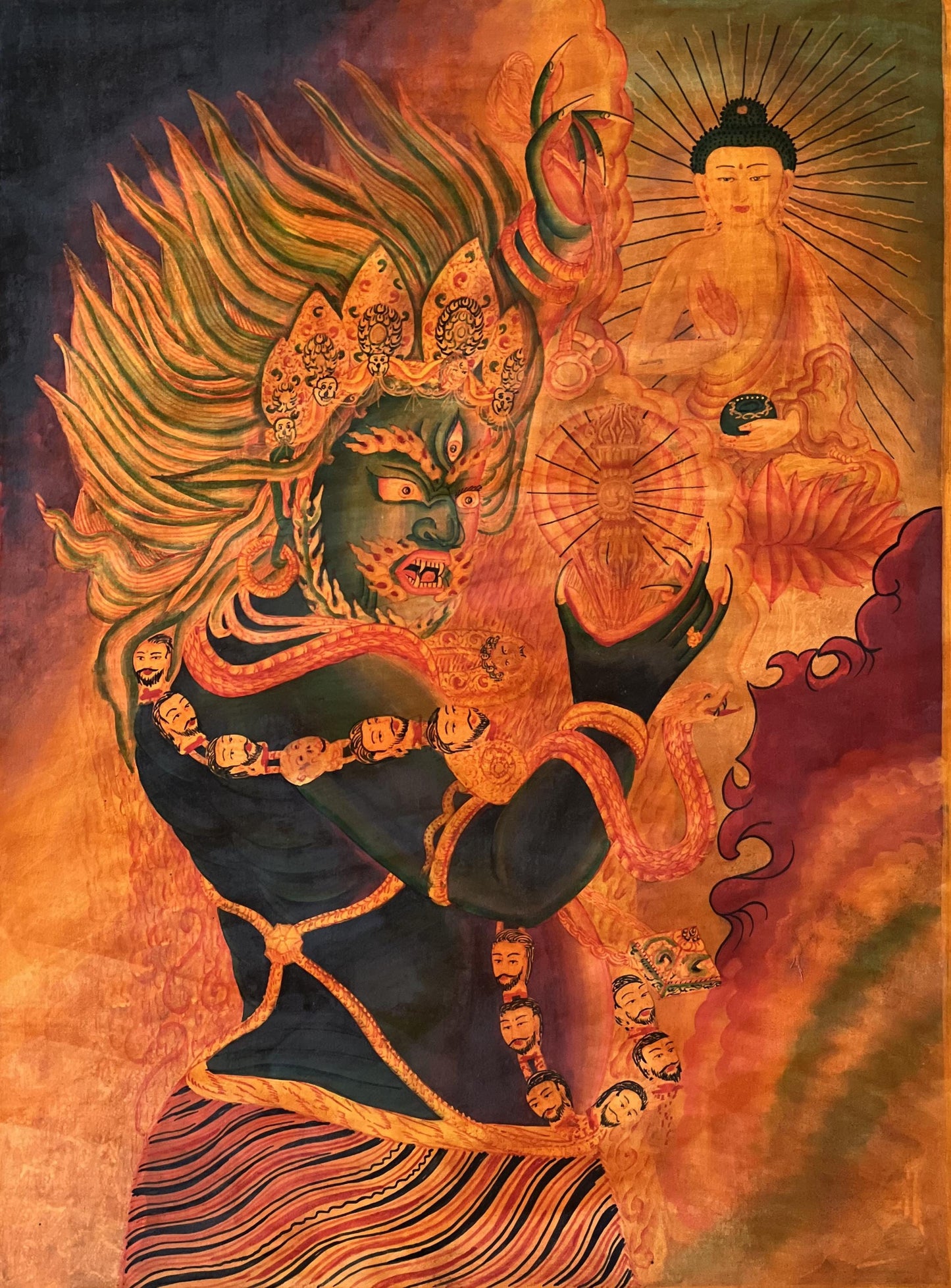 Hand-Painted Vajrapani Thangka | Newari Paubha | Oil Varnished Buddhist Art | Spiritual Wall Decor