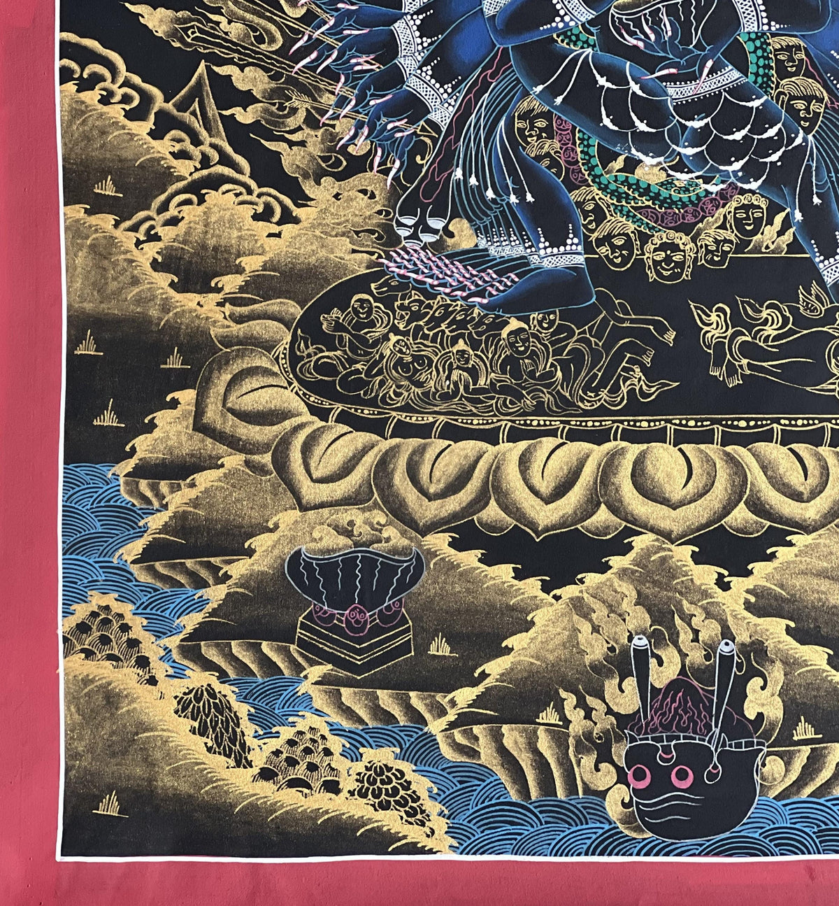 Hand-Painted Yamantaka Thangka | Tibetan Buddhist Protector Art | Silk Brocade