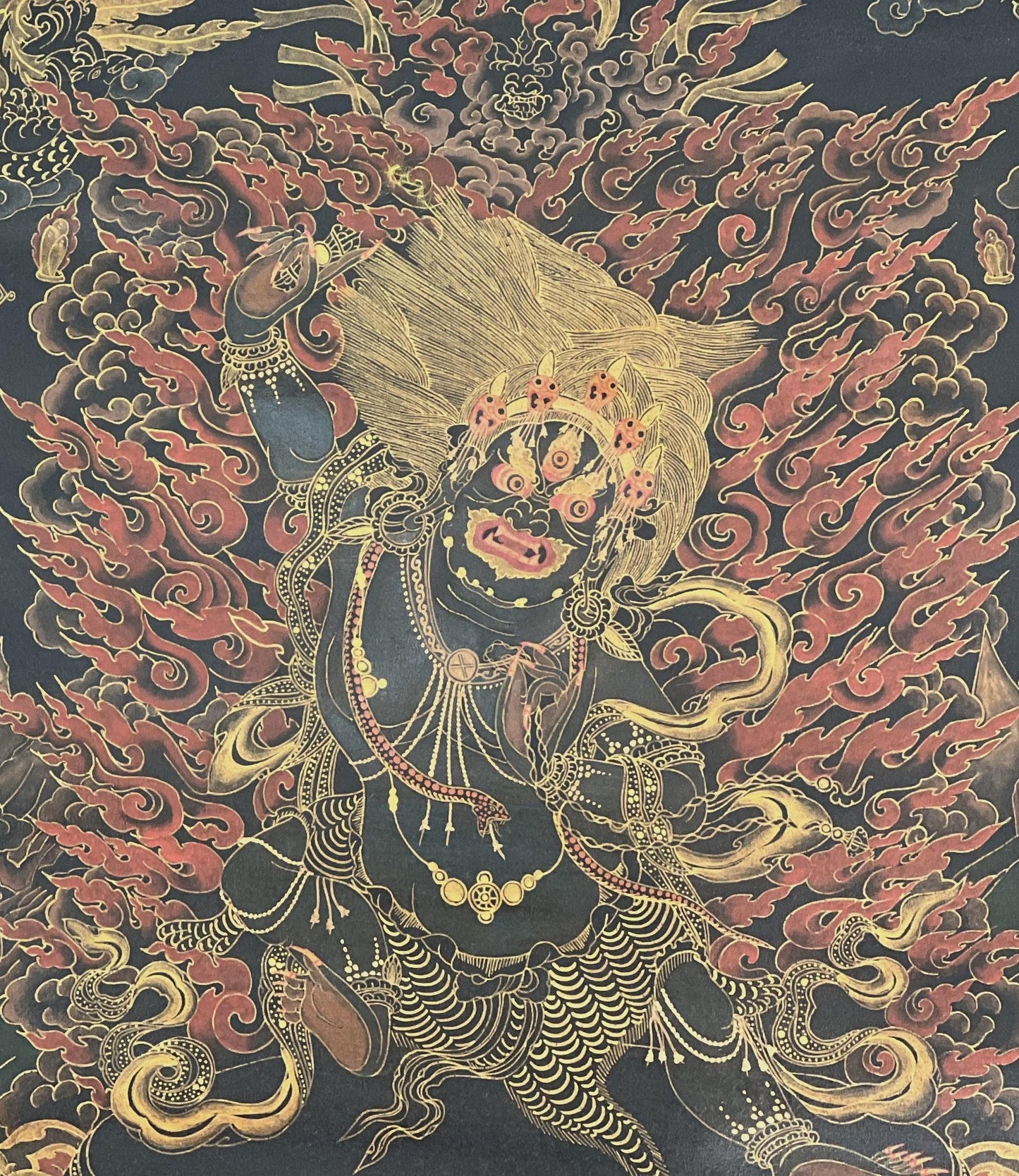 Hand-Painted Vajrapani Tibetan Thangka | Buddhist Protector Art