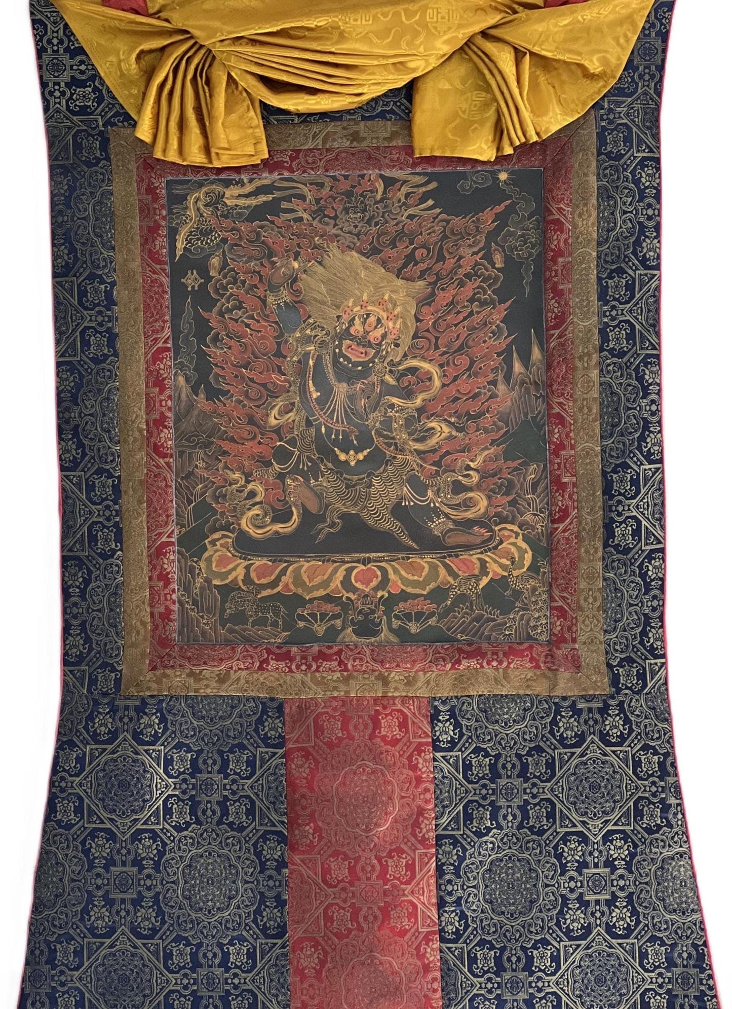 Hand-Painted Vajrapani Tibetan Thangka | Buddhist Protector Art