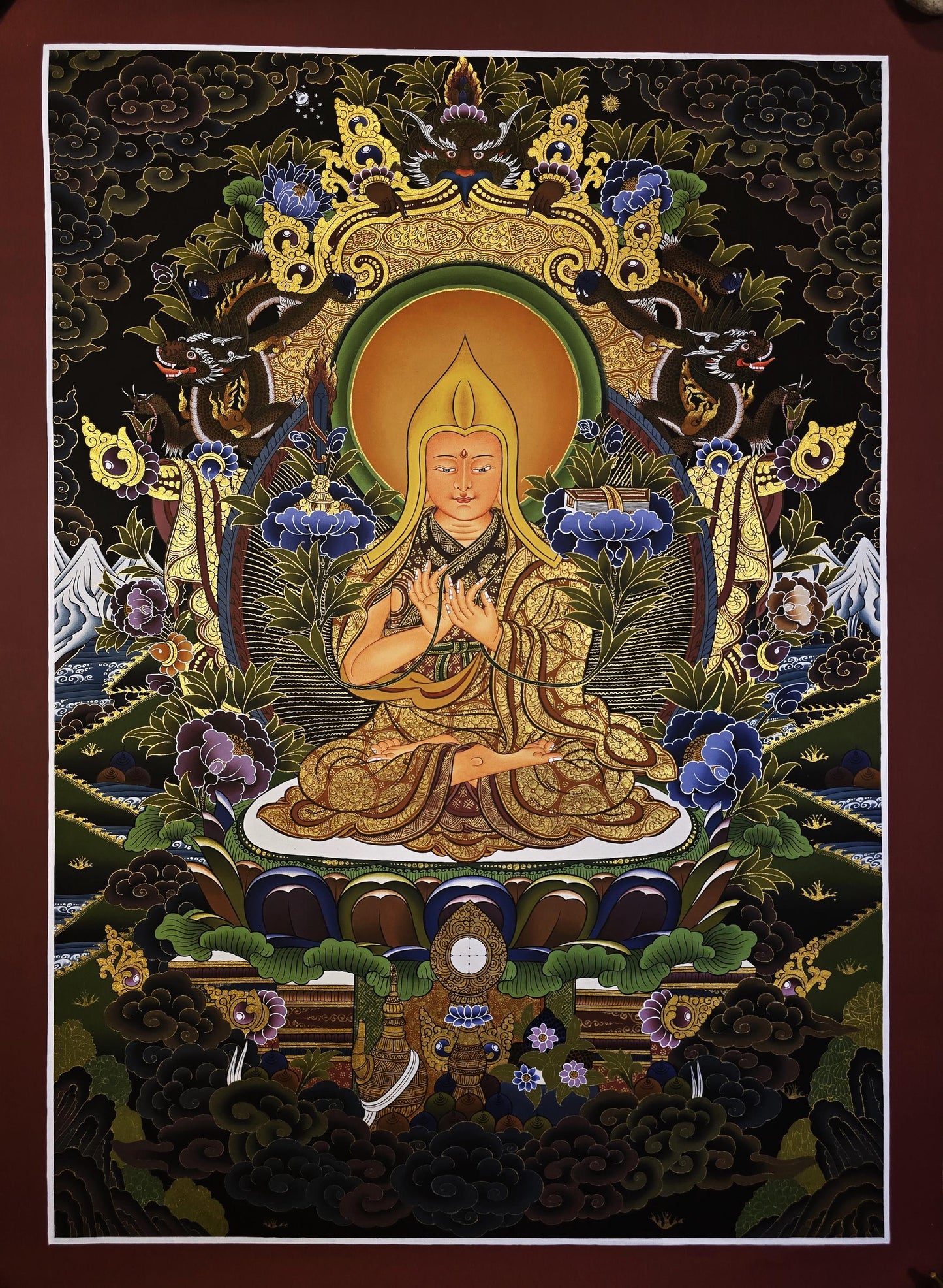Original Hand-Painted Je Tsongkhapa Thangka | Gelugpa Founder Buddhist Art | Tibetan Thangka Painting  from Nepal