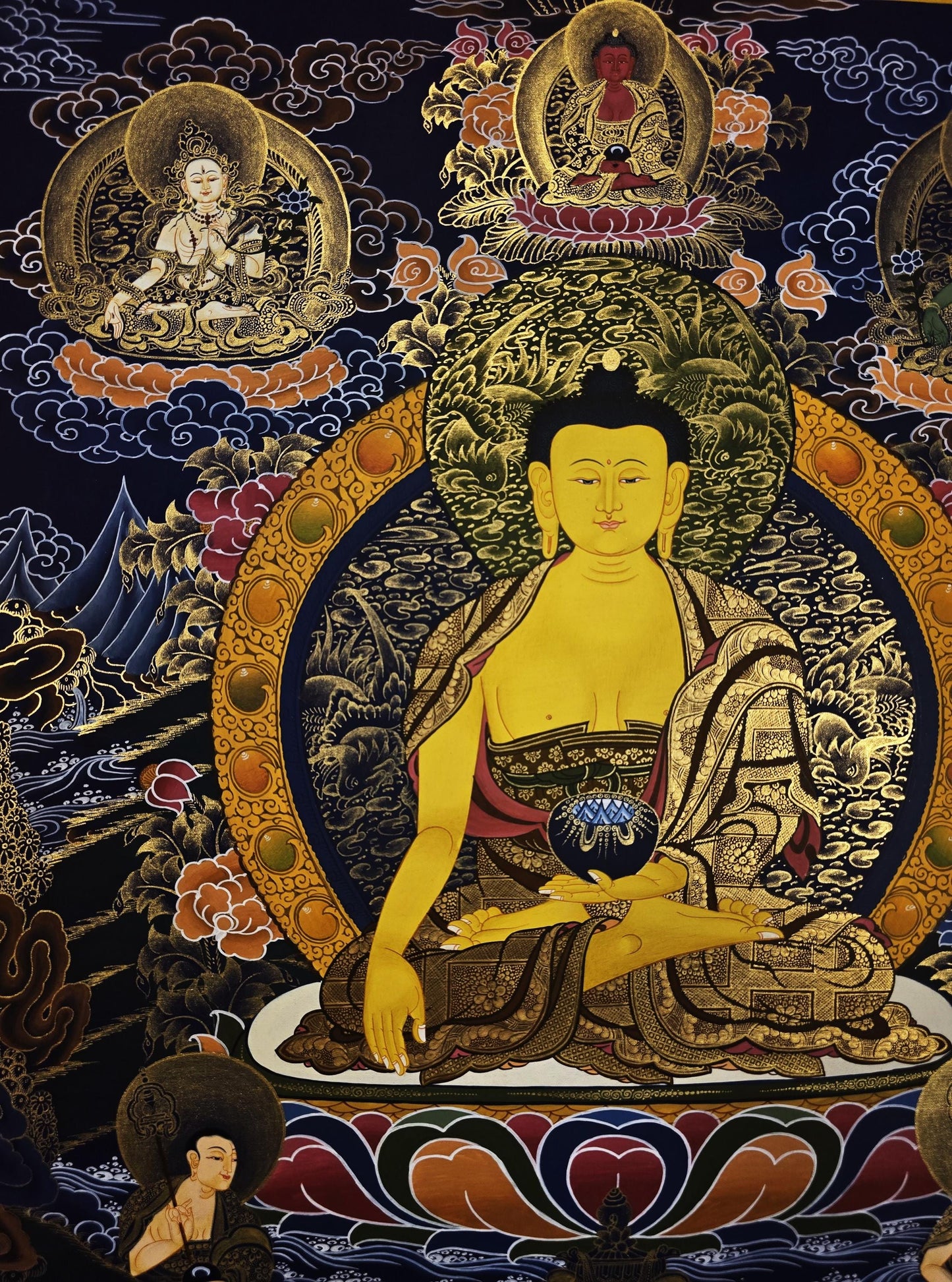 Original Hand-Painted Shakyamuni Thangka Masterpiece | Fine Gold Dust Detailing | Buddhist Art from Nepal