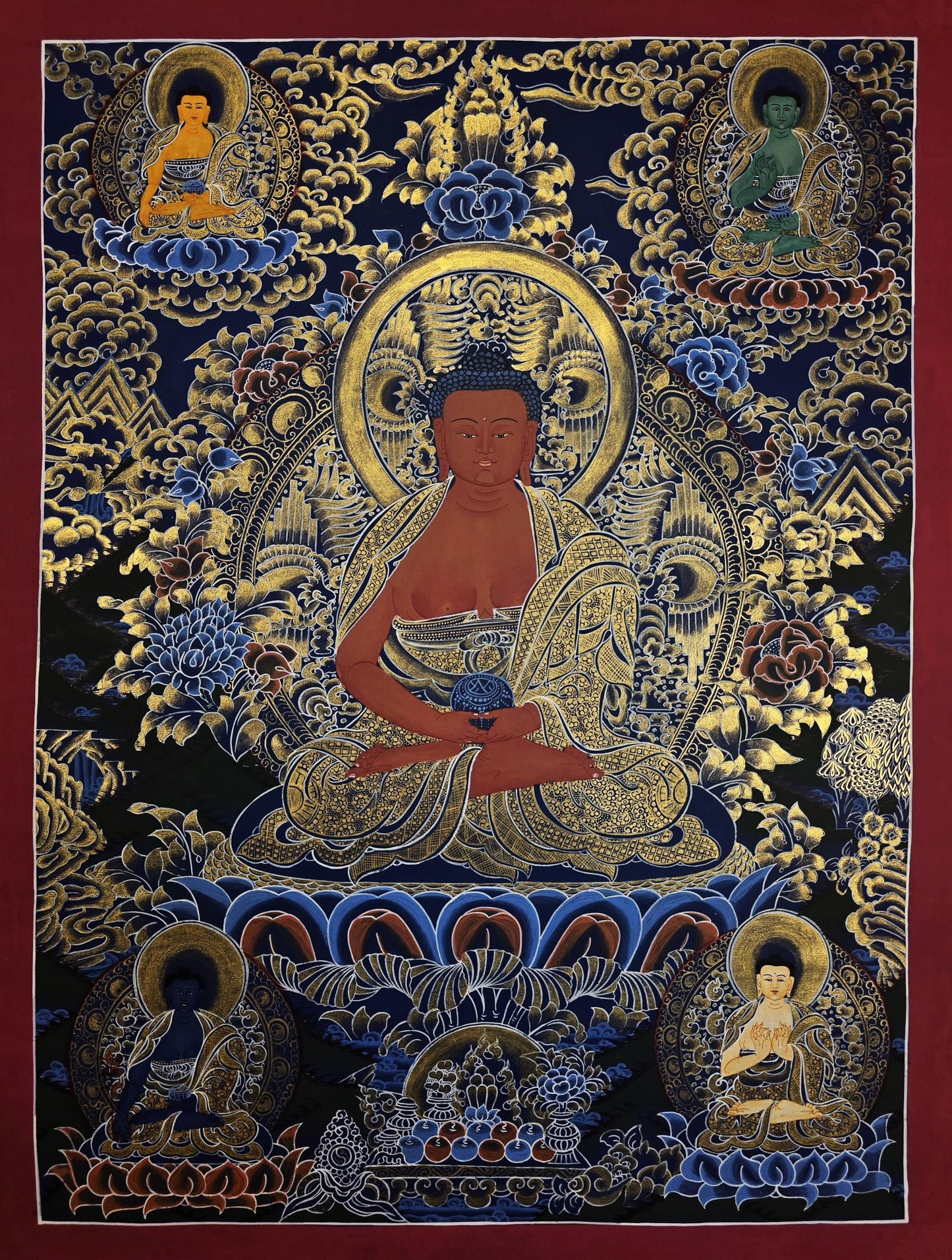 Hand-Painted Amitabha Buddha Thangka | Tibetan Buddhist Art