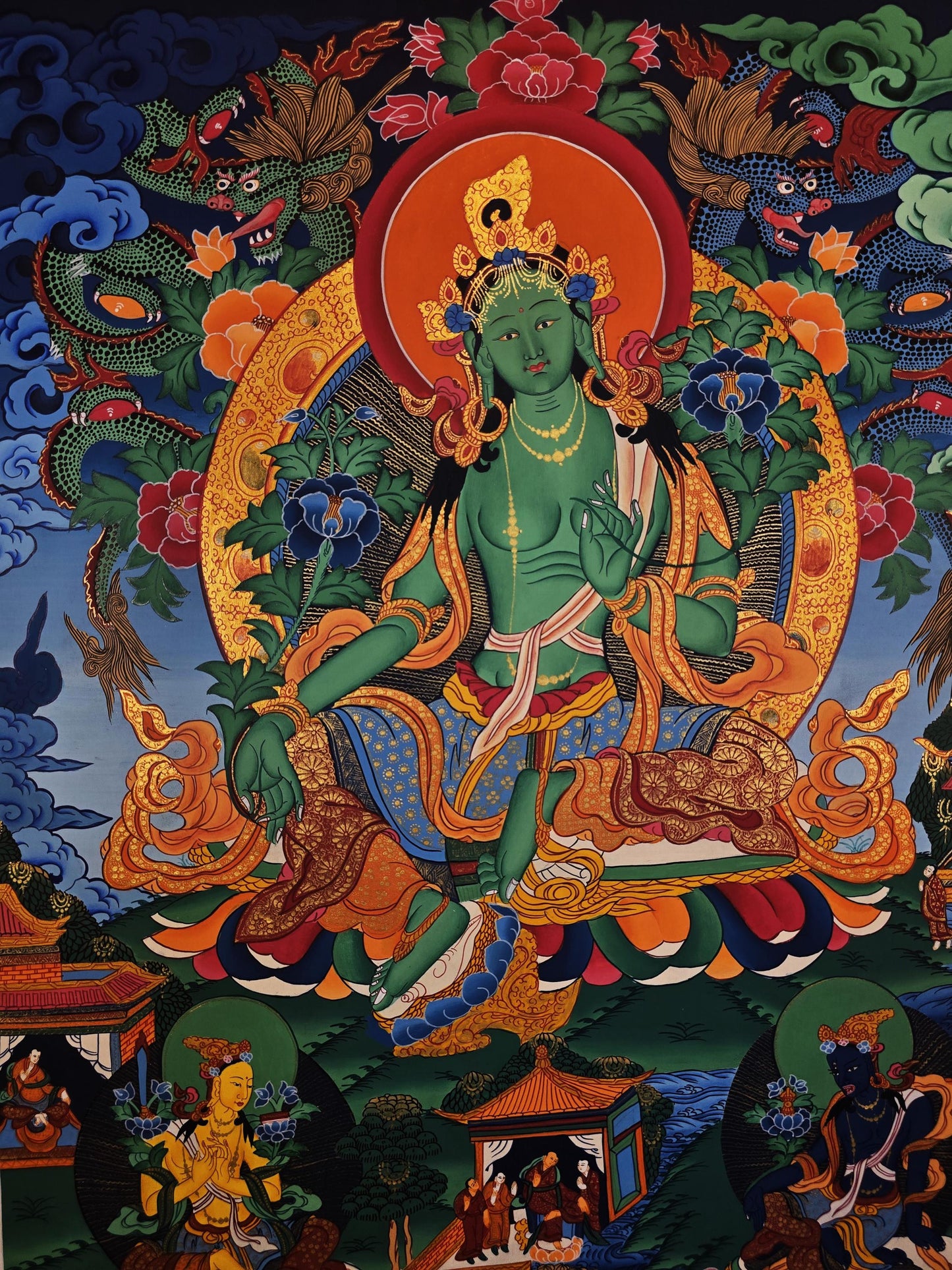 Original Hand-Painted Green Tara Thangka | Tibetan Goddess of Compassion and Protection | Buddhist Art | Masterpiece