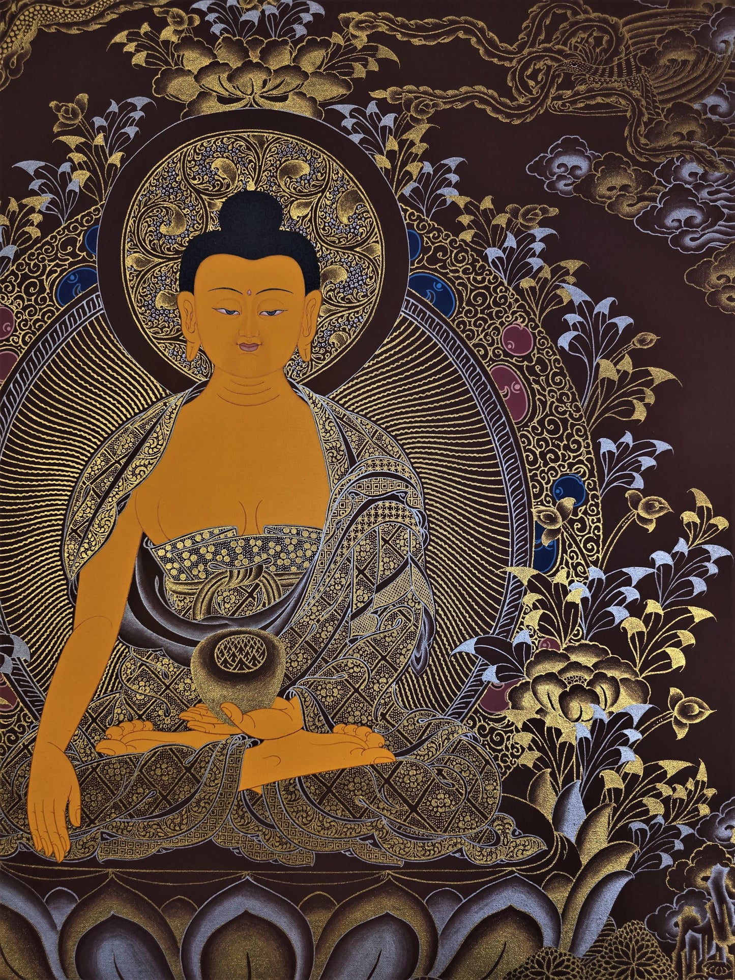 Original Hand-Painted Shakyamuni Buddha Thangka | Siddhartha Gautama Tibetan Art | Meditation Enlightenment  Painting