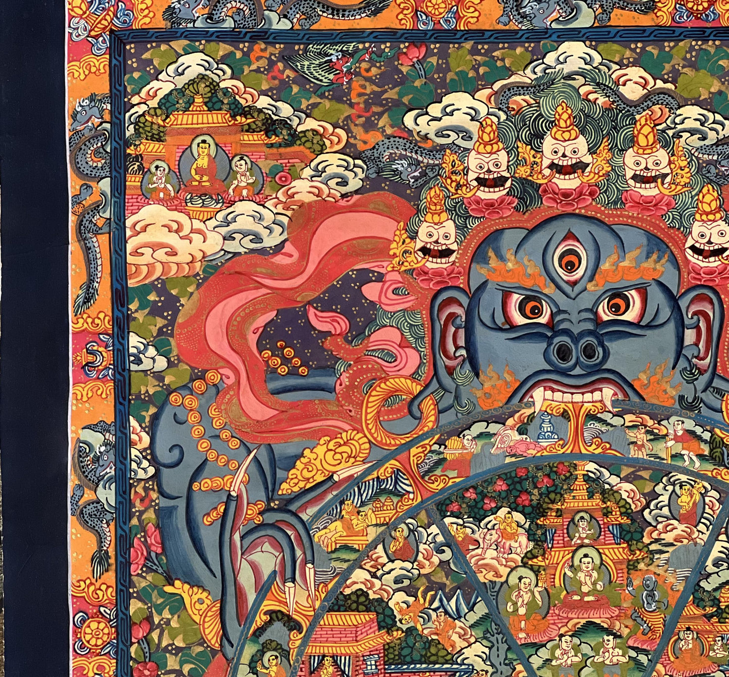 Wheel of Life Bhavachakra Tibetan Thangka Painting | Hand Painted Samasara Buddhist Teaching Art