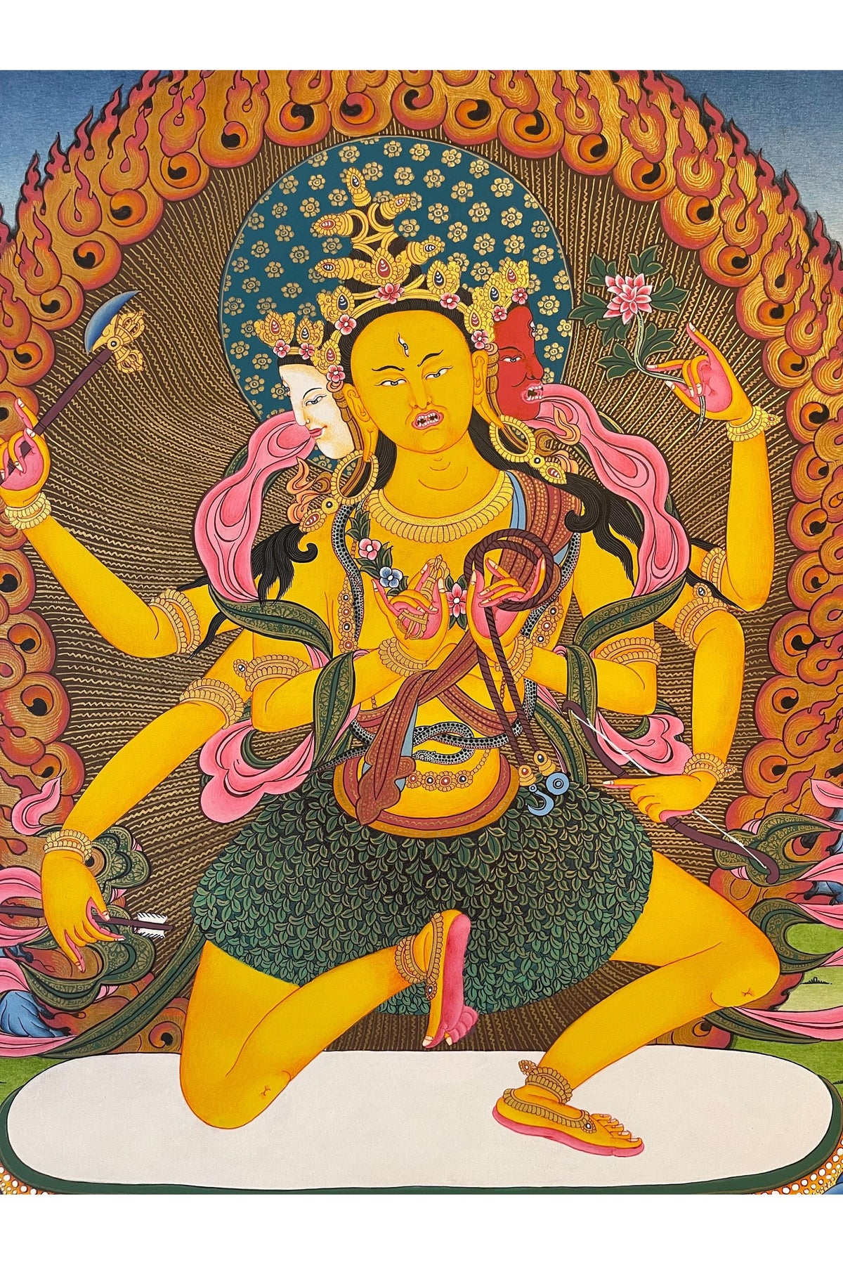 Parnashavari Thangka Painting | Hand-Painted Tibetan Healing Goddess Art