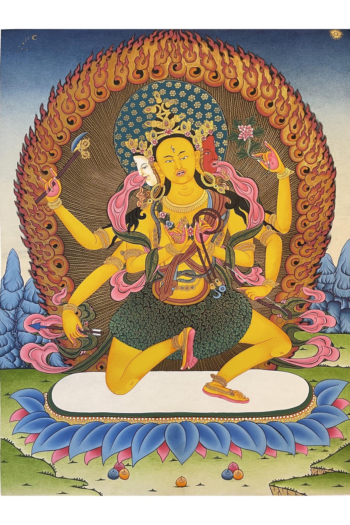 Parnashavari Thangka Painting | Hand-Painted Tibetan Healing Goddess Art