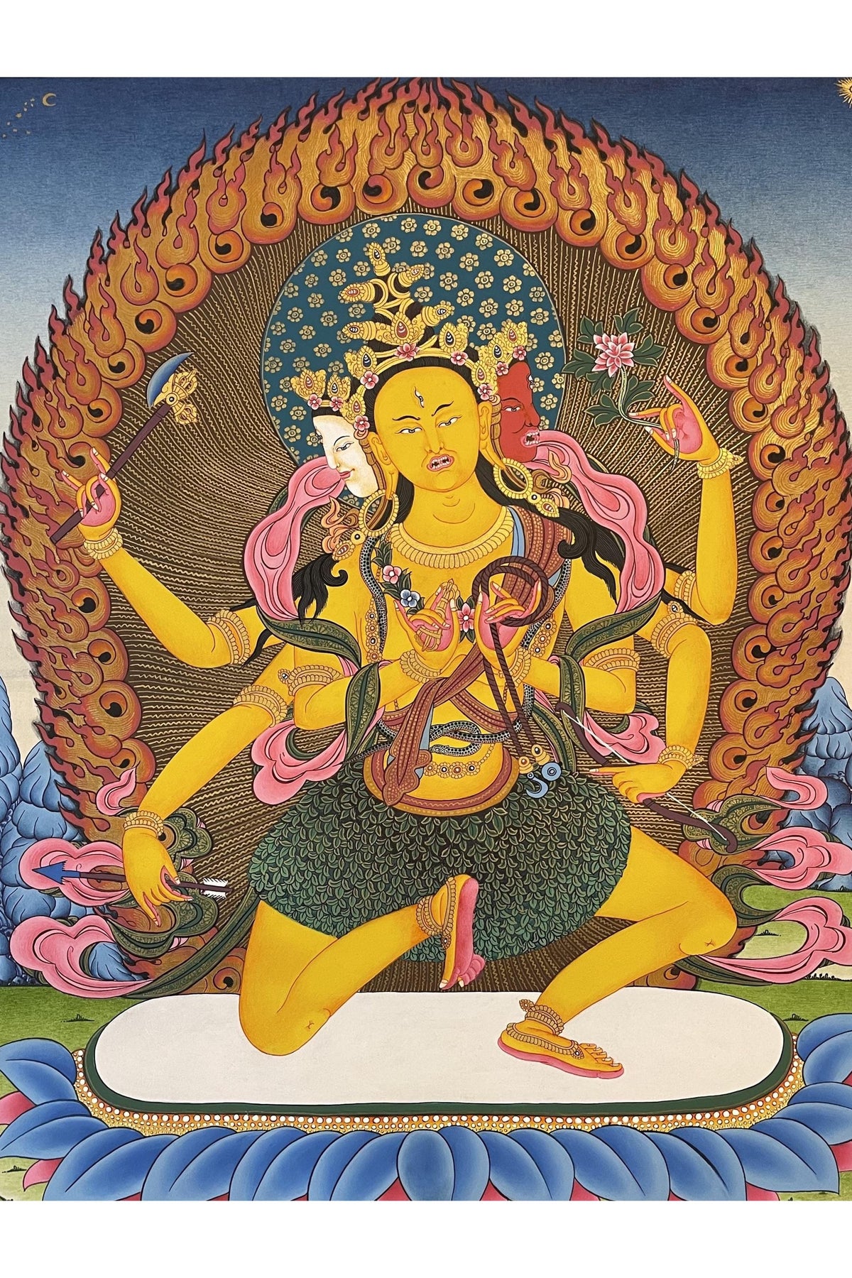 Parnashavari Thangka Painting | Hand-Painted Tibetan Healing Goddess Art