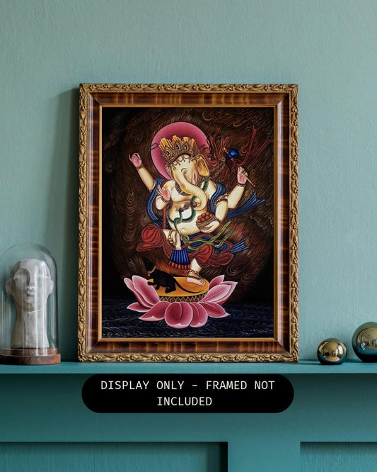 Hand-Painted Lord Ganesha Thangka | Newar Art from Nepal