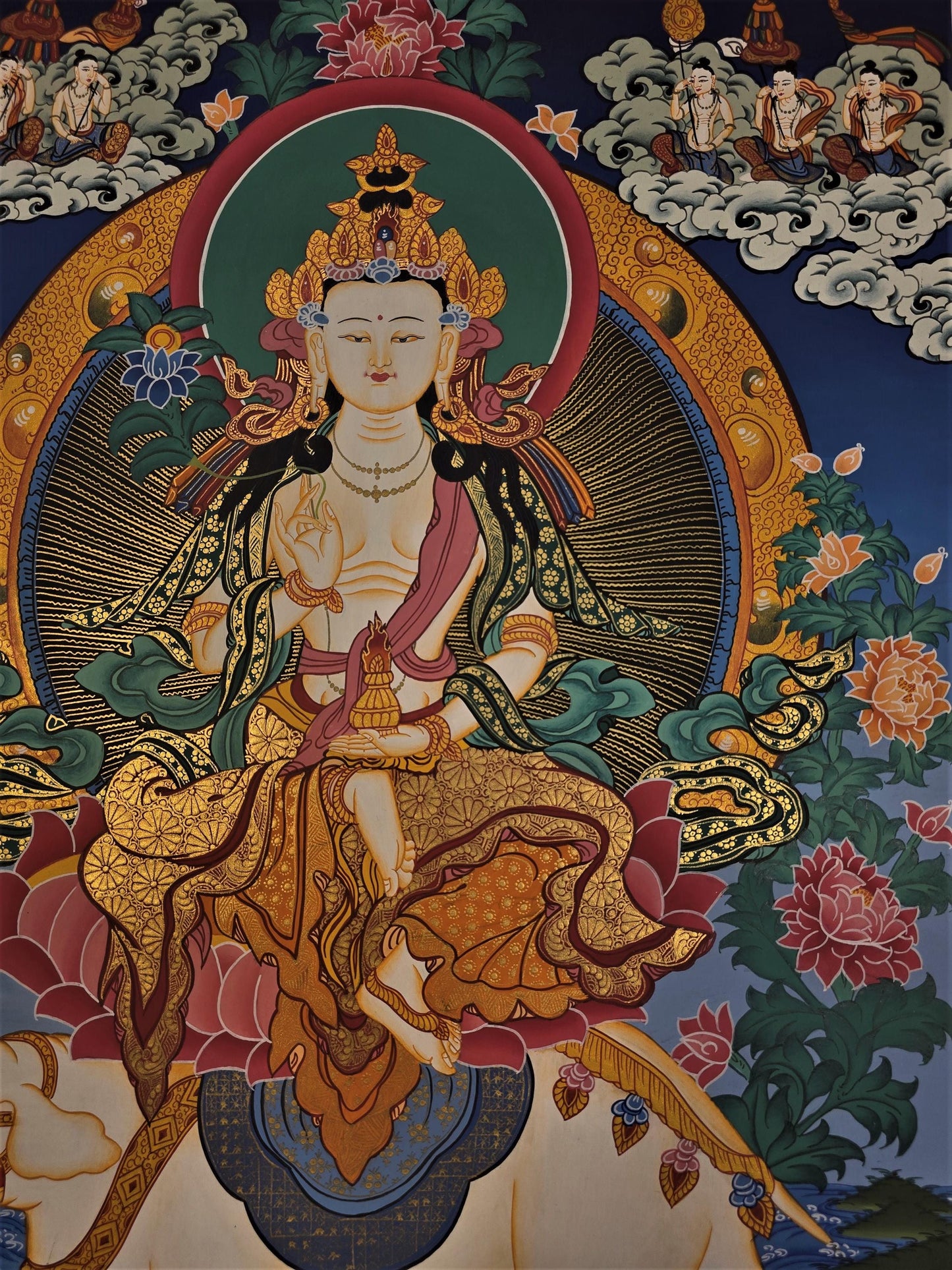 Hand-Painted Kindness Buddha Thangka – Tibetan Art from Nepal (18x27 Inch)