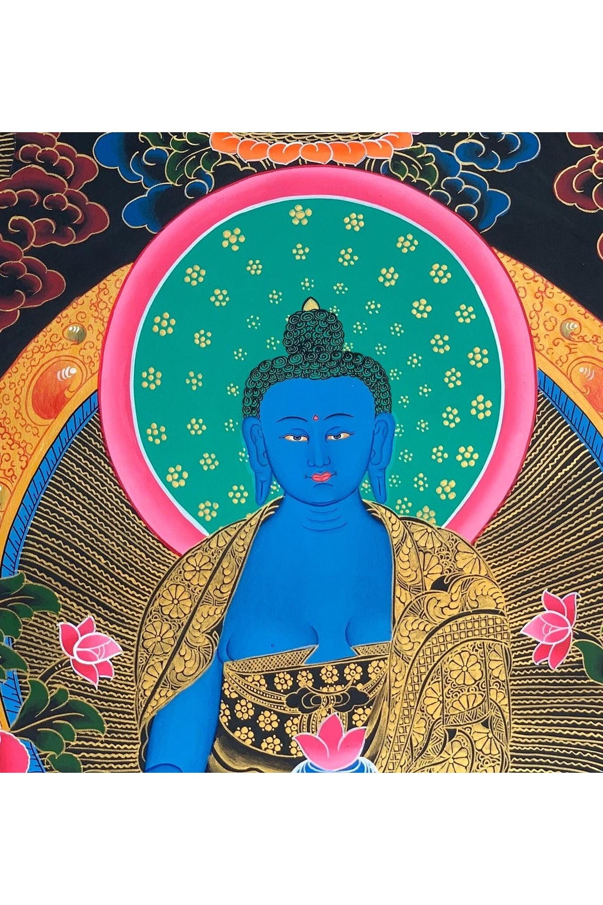 Original Medicine Buddha Thangka | Tibetan Healing Art | Hand-Painted Buddhist Painting | Wall Hanging Meditation Decor