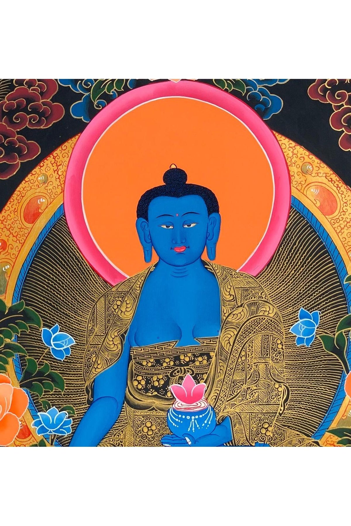 Original Medicine Buddha Thangka | Tibetan Healing Art | Hand-Painted Buddhist Painting | Wall Hanging Meditation Decor