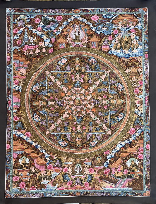 Hand-Painted Wheel of Life Mandala Thangka: Tibetan Buddha Art