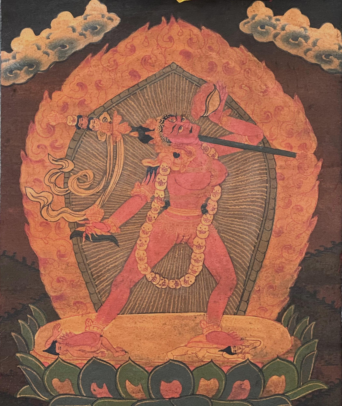 Old Hand-Painted Vajrayogini Thangka  Dorje Neljorma Female Buddha | Oil Varnished Tibetan Dakini Painting