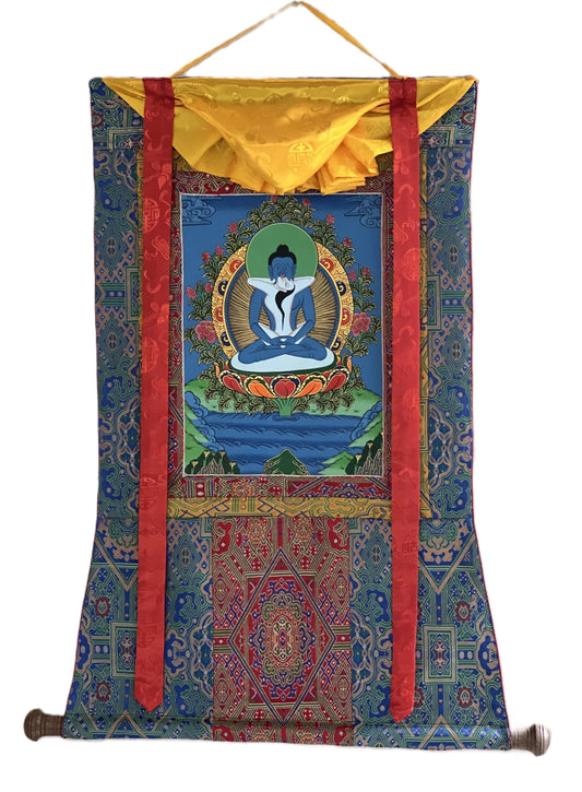Hand-Painted Buddha Shakti Thangka | Tibetan Yab-Yum Art