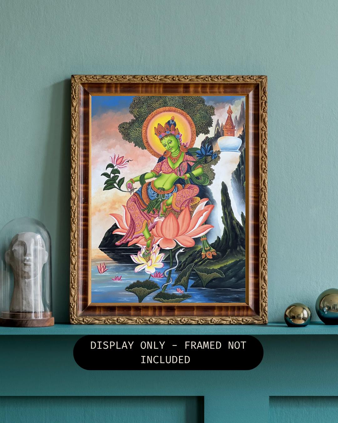 Green Tara Newari Paubha Painting – Hand-Painted Himalayan Art | Original Buddhist Thangka
