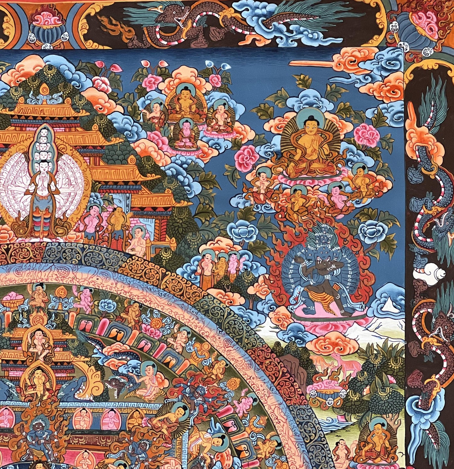 Hand-Painted Buddha Life Mandala Thangka – Tibetan Art