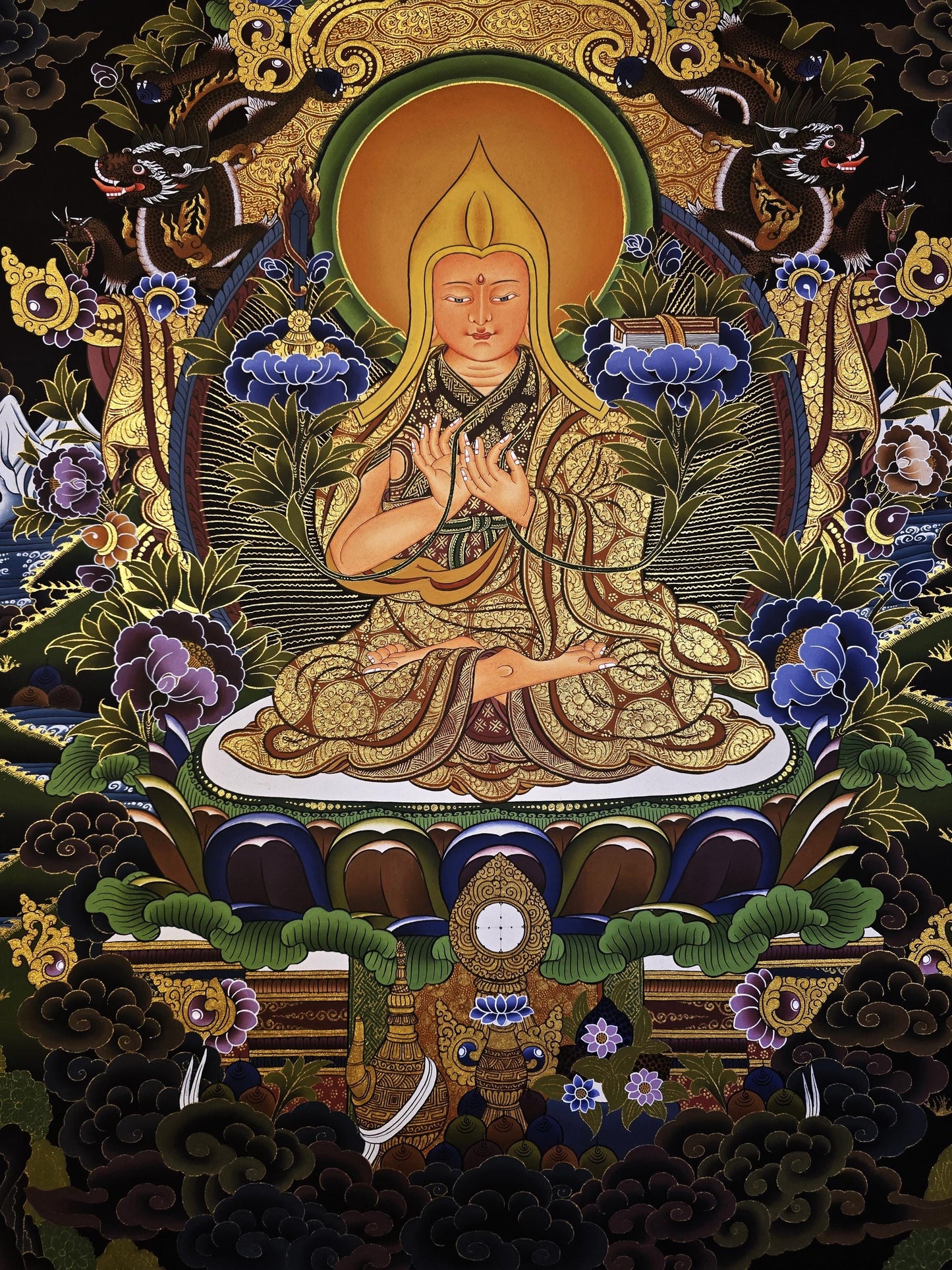 Original Hand-Painted Je Tsongkhapa Thangka | Gelugpa Founder Buddhist Art | Tibetan Thangka Painting  from Nepal