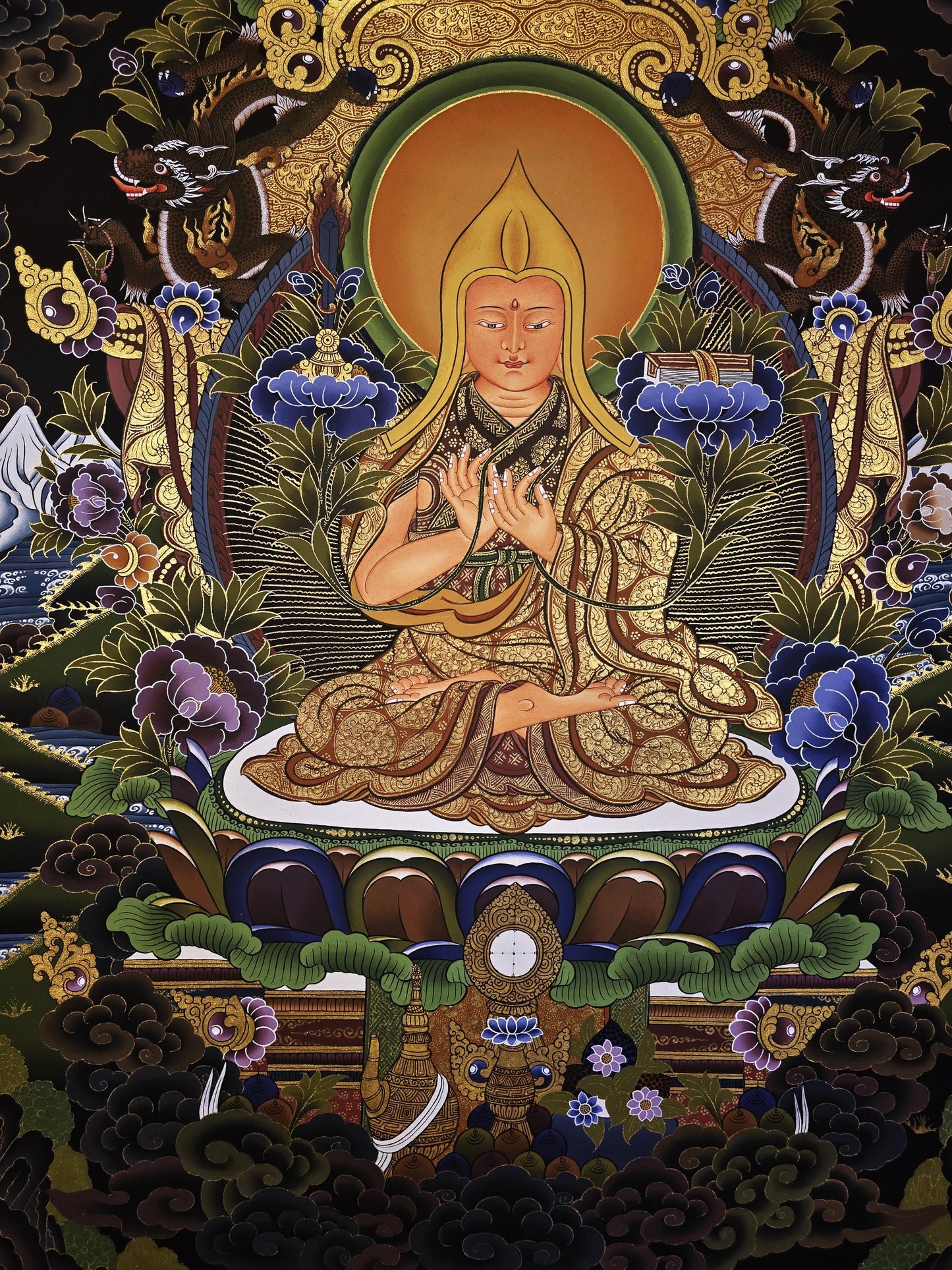 Original Hand-Painted Je Tsongkhapa Thangka | Gelugpa Founder Buddhist Art | Tibetan Thangka Painting  from Nepal