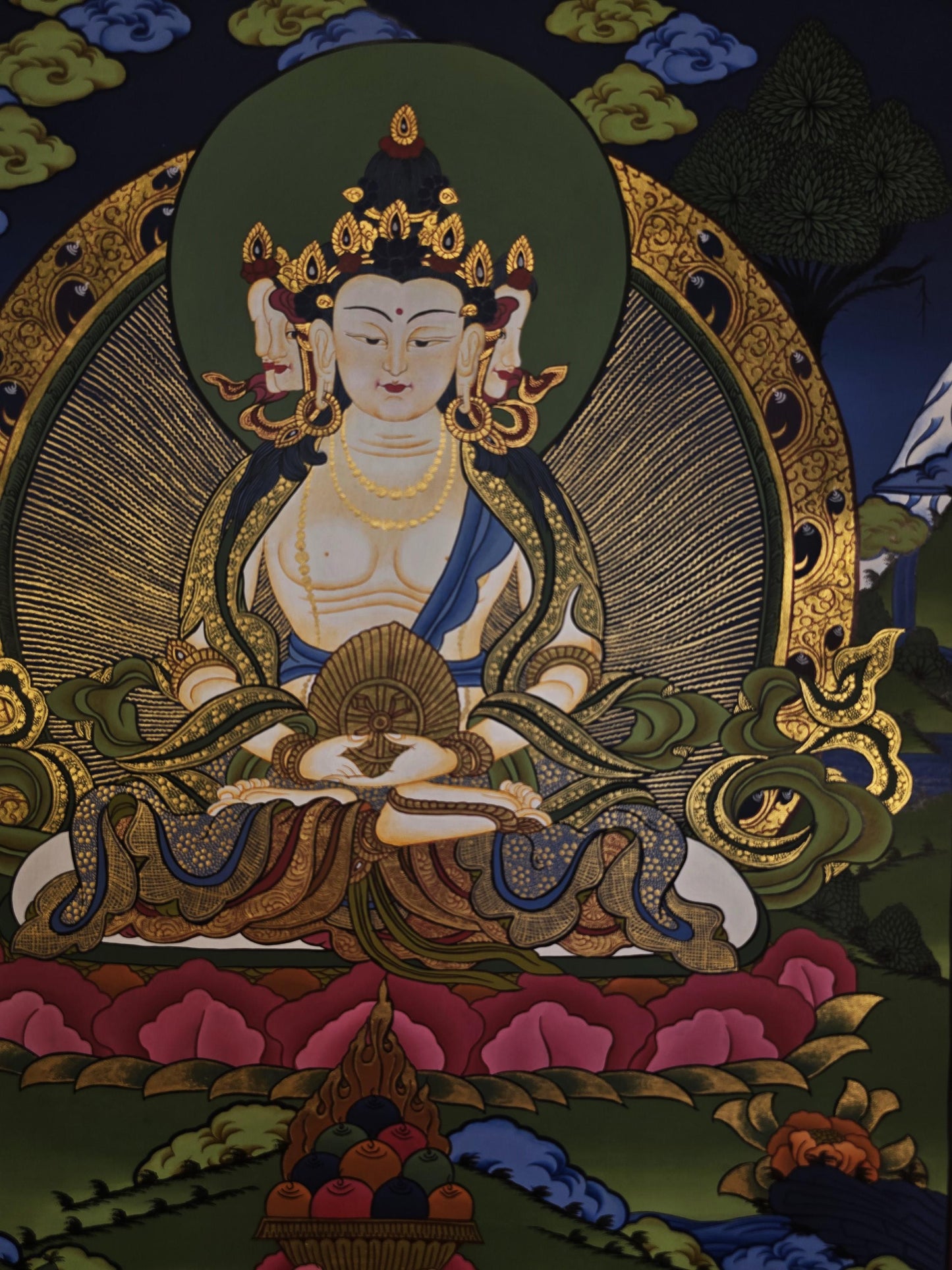 Vairocana Buddha Thangka | Hand-Painted Tibetan Buddhist Art