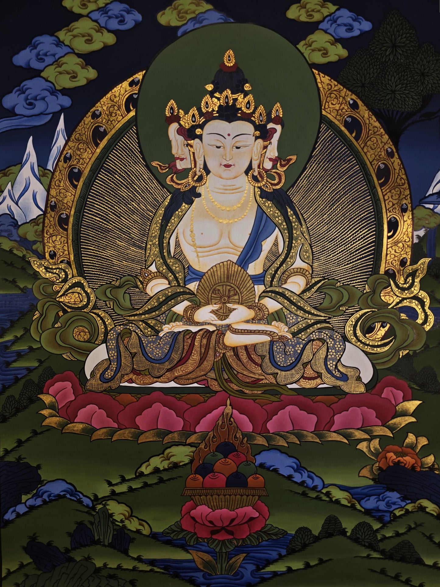 Vairocana Buddha Thangka | Hand-Painted Tibetan Buddhist Art