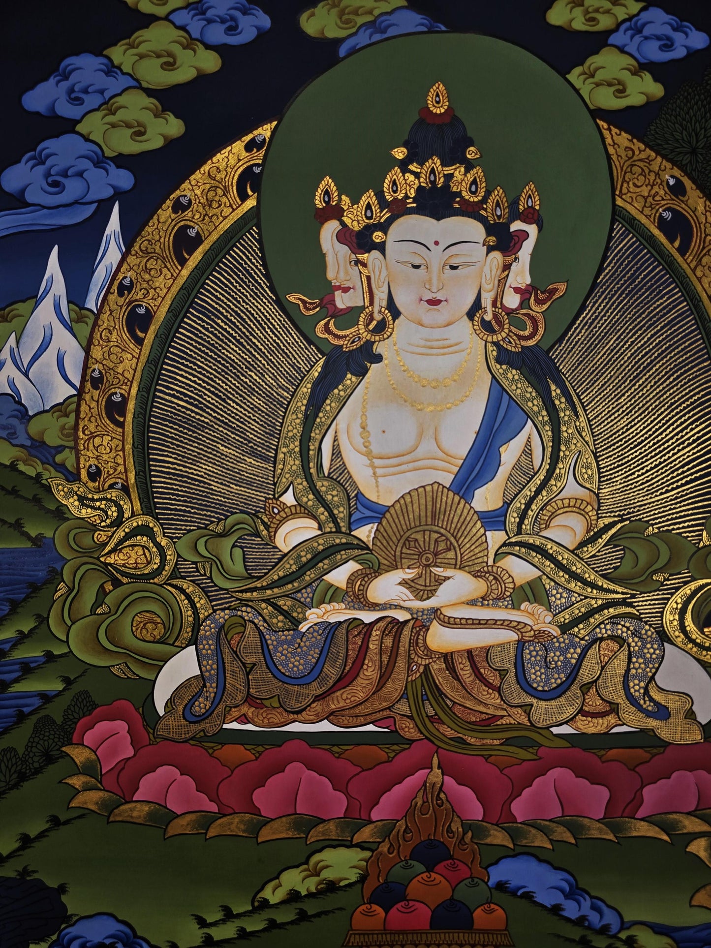 Vairocana Buddha Thangka | Hand-Painted Tibetan Buddhist Art