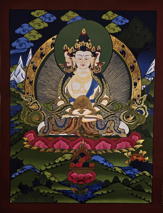 Vairocana Buddha Thangka | Hand-Painted Tibetan Buddhist Art