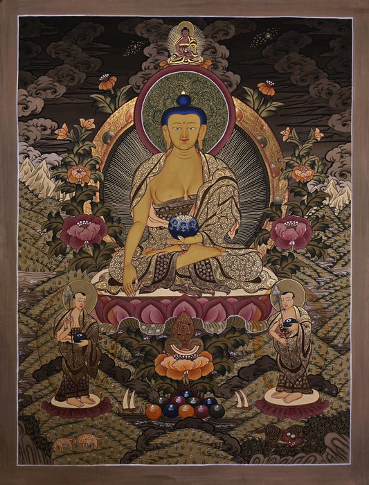 Original Hand-Painted Shakyamuni Buddha Thangka | Tibetan Buddhist Art | Enlightened Master Painting