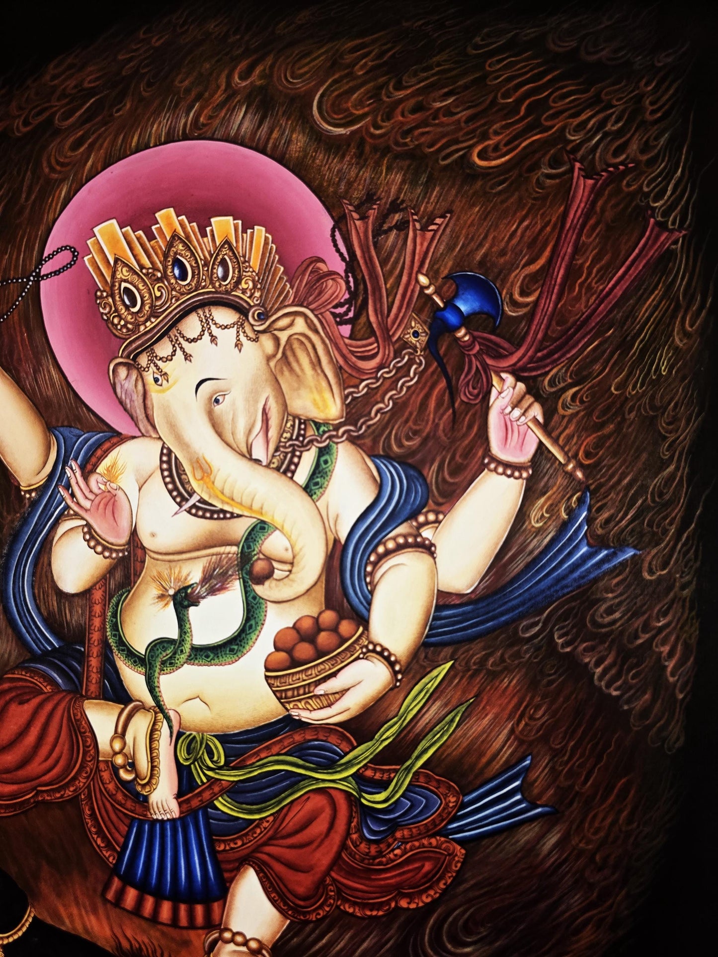 Hand-Painted Lord Ganesha Thangka | Newar Art from Nepal