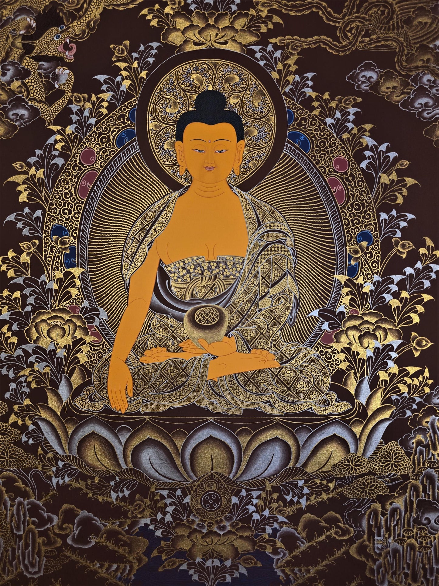 Original Hand-Painted Shakyamuni Buddha Thangka | Siddhartha Gautama Tibetan Art | Meditation Enlightenment  Painting