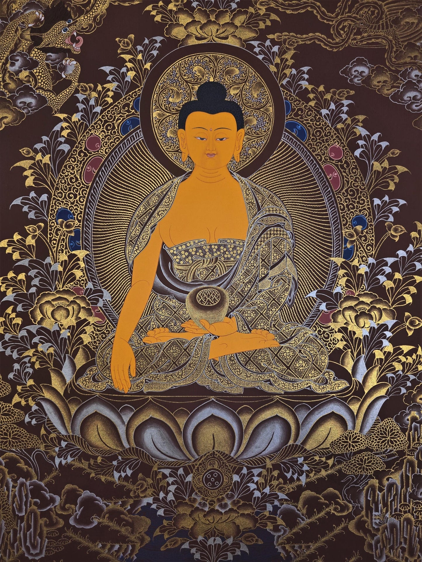 Original Hand-Painted Shakyamuni Buddha Thangka | Siddhartha Gautama Tibetan Art | Meditation Enlightenment  Painting