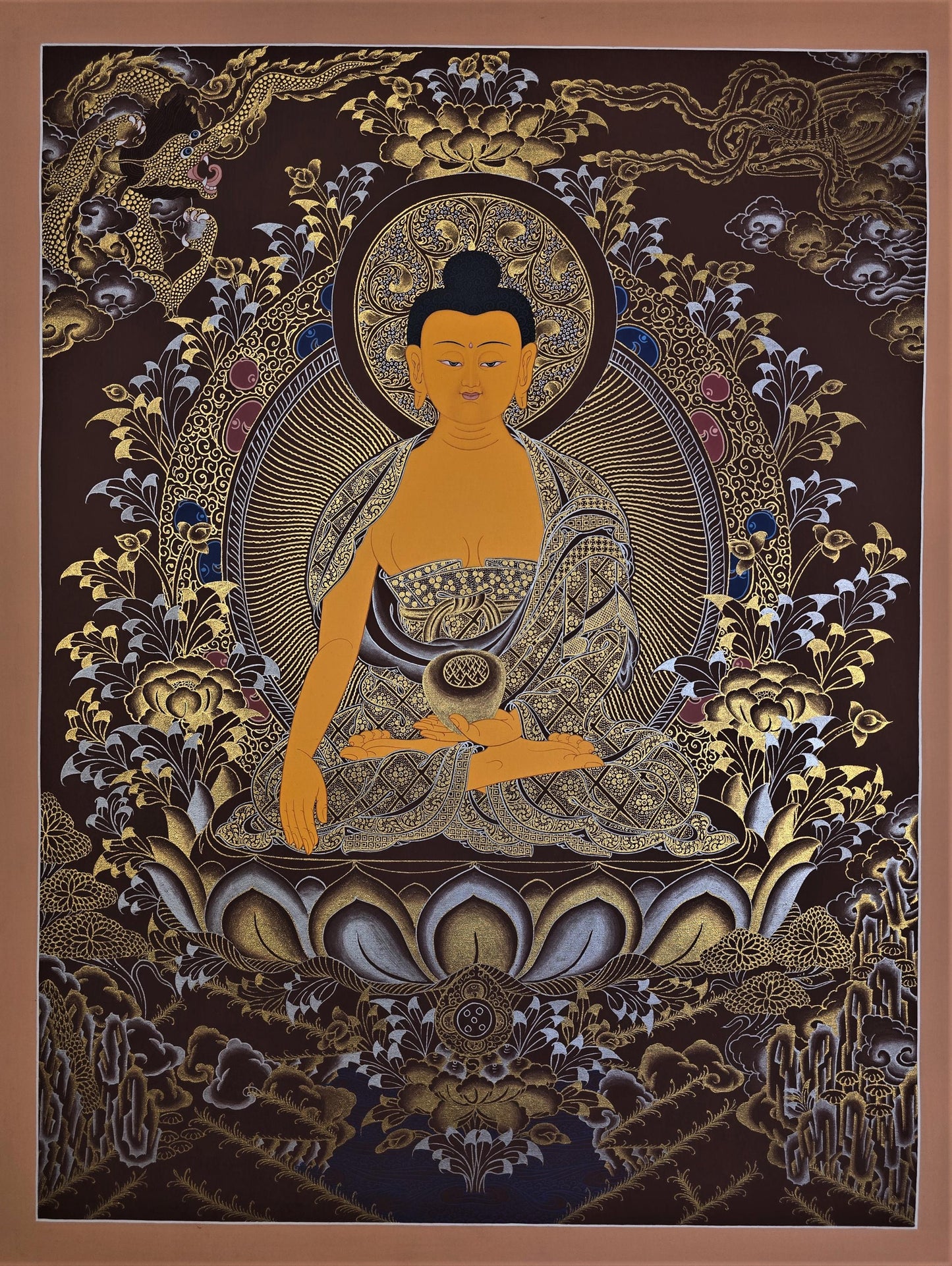 Original Hand-Painted Shakyamuni Buddha Thangka | Siddhartha Gautama Tibetan Art | Meditation Enlightenment  Painting