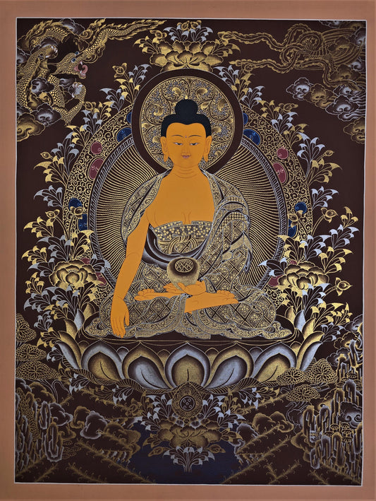 Original Hand-Painted Shakyamuni Buddha Thangka | Siddhartha Gautama Tibetan Art | Meditation Enlightenment  Painting