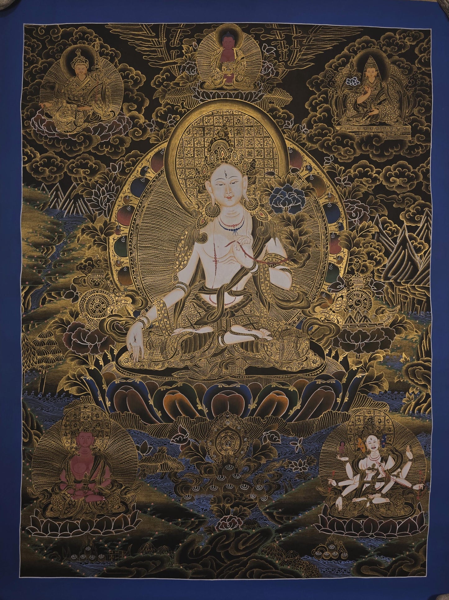 Hand-Painted White Tara Thangka | Tibetan Goddess Art, 24x36
