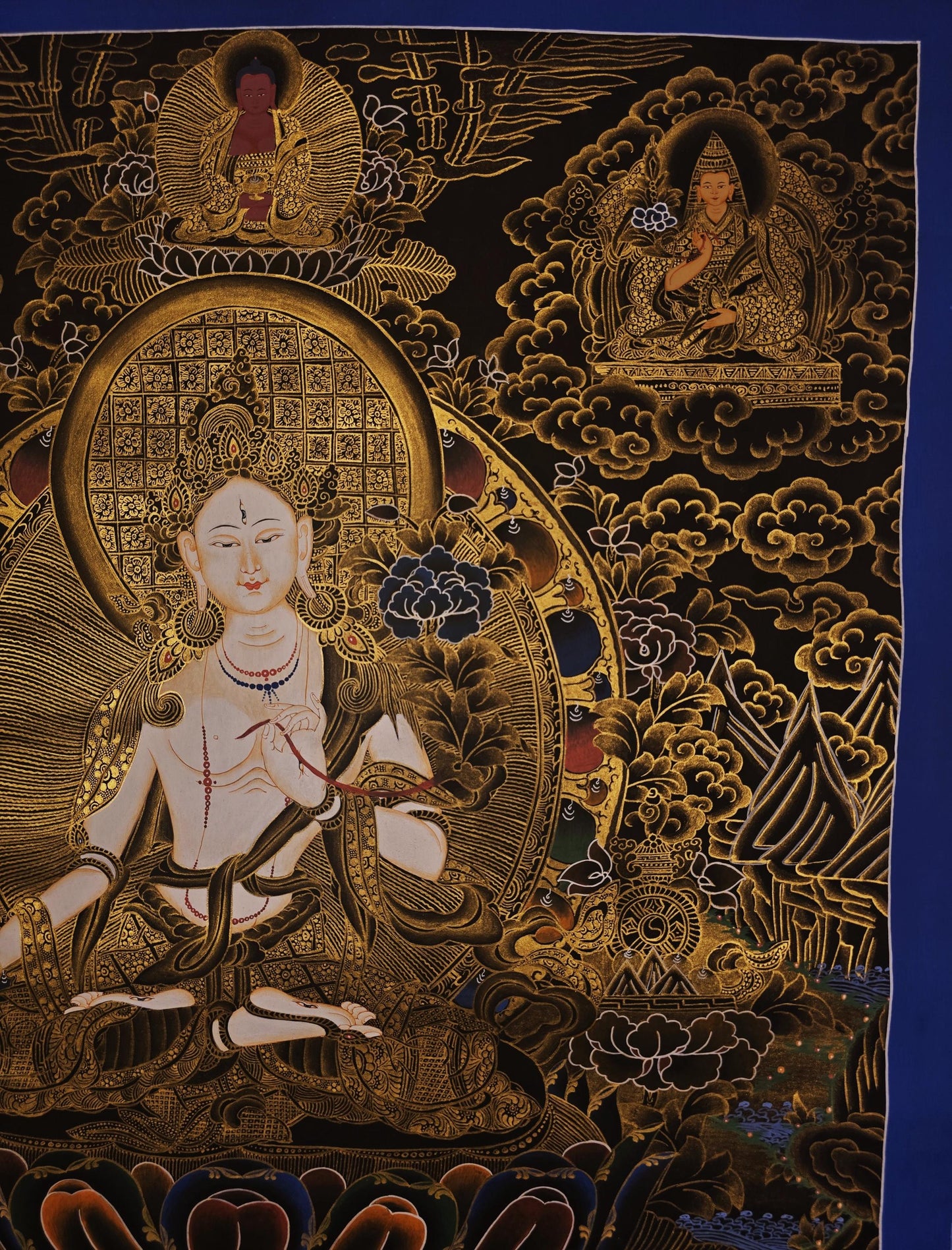 Hand-Painted White Tara Thangka | Tibetan Goddess Art, 24x36
