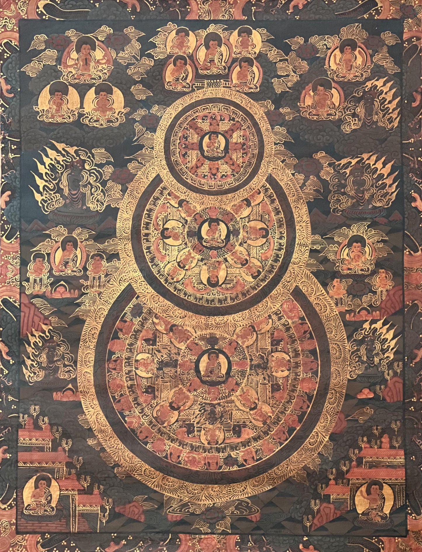 Hand-Painted Buddha Life Mandala Thangka | Tibetan Meditation Art